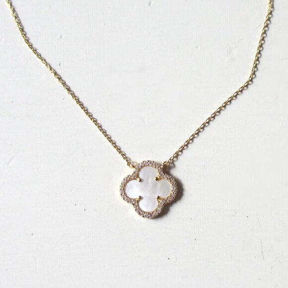 Rachel Zoe Gold and White Clover Necklace - Picture 2 of 3